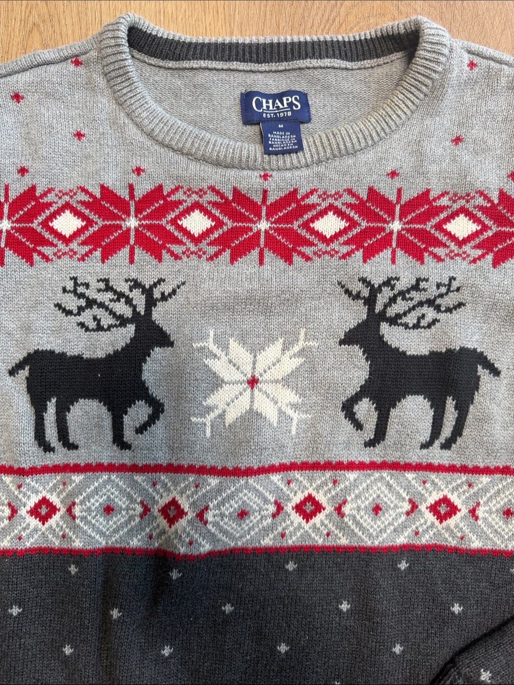 Chaps Reindeer Fair Isle Crewneck Sweater - Picture 4 of 5